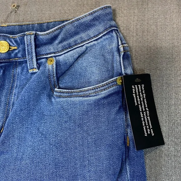 Mally Roncal Womens Wide Leg Jeans Medium Wash Raw Hem Size 4 High Rise Denim - Picture 2 of 11